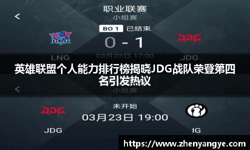 英雄联盟个人能力排行榜揭晓JDG战队荣登第四名引发热议